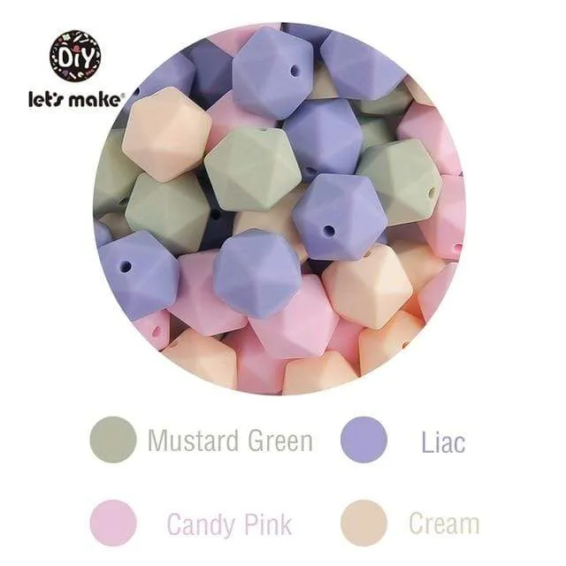 Lassen sie Machen 10pc 14mm Silikon Perlen Hexagon Bpa Frei Silikon Beißring Diy Zahnen Spielzeug Baby Kautable Zubehör baby Beißring