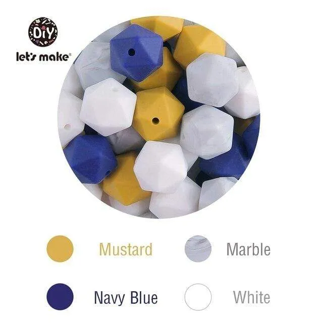 Lassen sie Machen 10pc 14mm Silikon Perlen Hexagon Bpa Frei Silikon Beißring Diy Zahnen Spielzeug Baby Kautable Zubehör baby Beißring