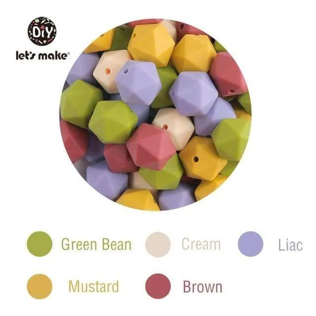 Lassen sie Machen 10pc 14mm Silikon Perlen Hexagon Bpa Frei Silikon Beißring Diy Zahnen Spielzeug Baby Kautable Zubehör baby Beißring