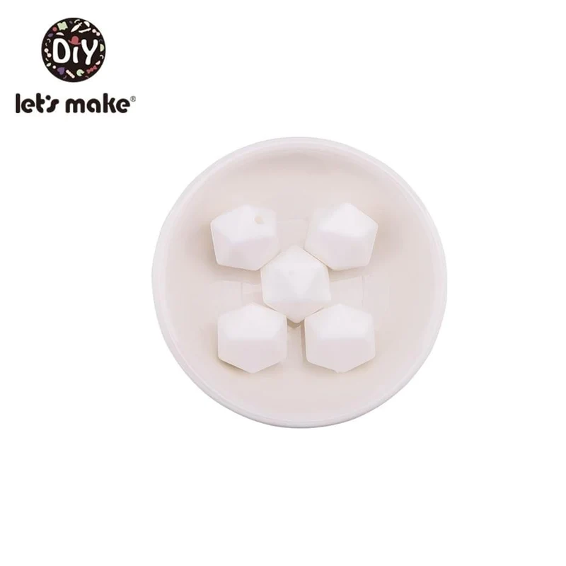 Lassen sie Machen 10pc 14mm Silikon Perlen Hexagon Bpa Frei Silikon Beißring Diy Zahnen Spielzeug Baby Kautable Zubehör baby Beißring