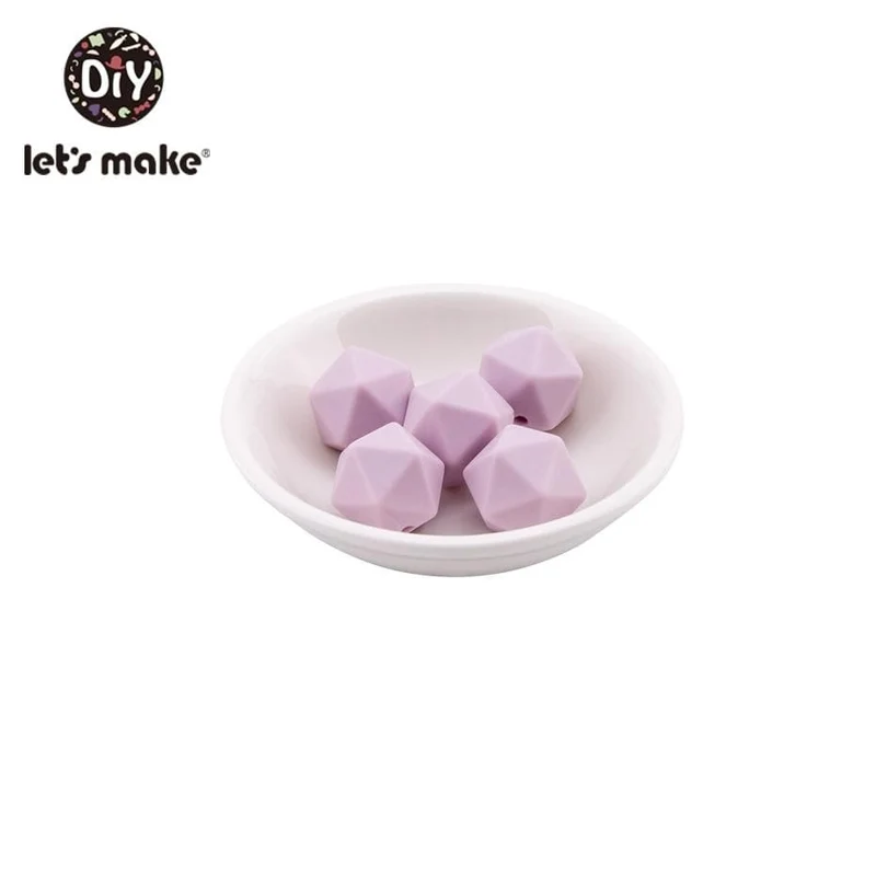 Lassen sie Machen 10pc 14mm Silikon Perlen Hexagon Bpa Frei Silikon Beißring Diy Zahnen Spielzeug Baby Kautable Zubehör baby Beißring