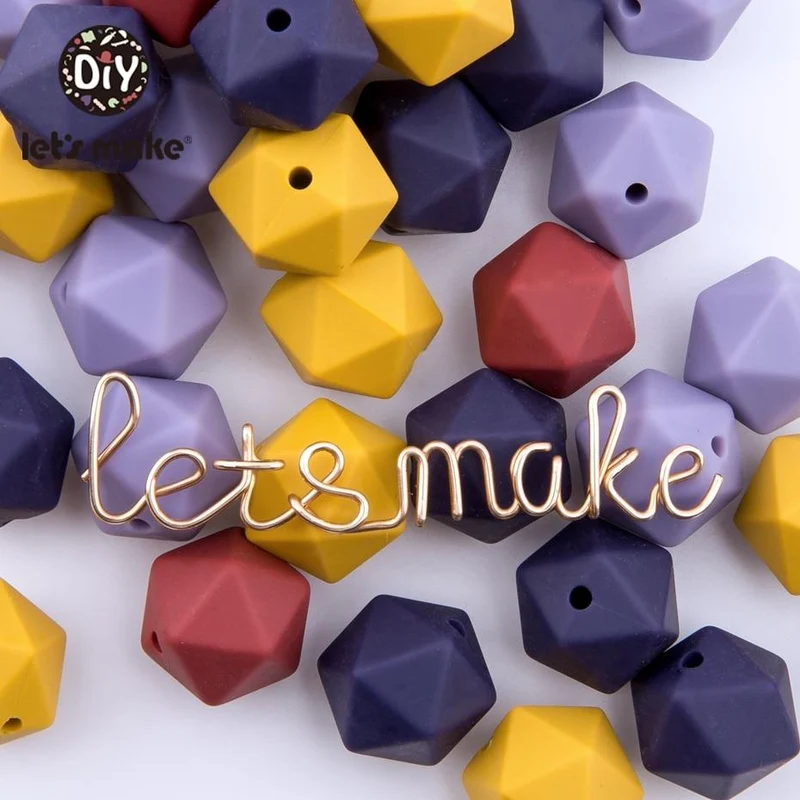 Lassen sie Machen 10pc 14mm Silikon Perlen Hexagon Bpa Frei Silikon Beißring Diy Zahnen Spielzeug Baby Kautable Zubehör baby Beißring