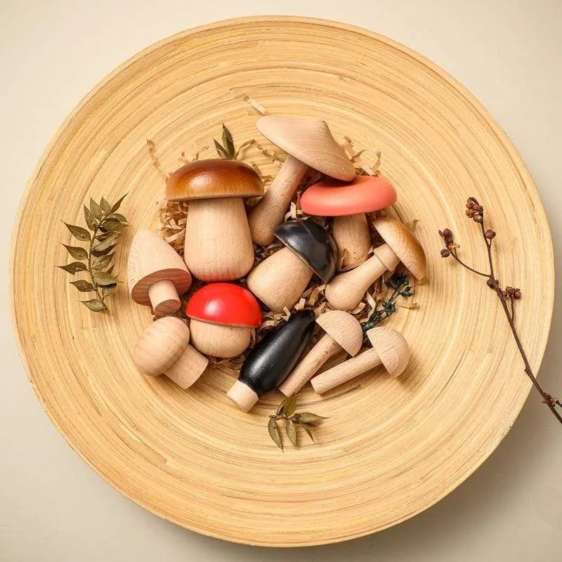 11Pcs Woode Pilzblöcke für Kinder Montessori Pädagogisches Holzspielzeug Sicherheit Küchenutensilien Spielzeug Baby Griff passendes Spielzeug