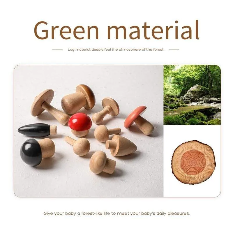 11Pcs Woode Pilzblöcke für Kinder Montessori Pädagogisches Holzspielzeug Sicherheit Küchenutensilien Spielzeug Baby Griff passendes Spielzeug