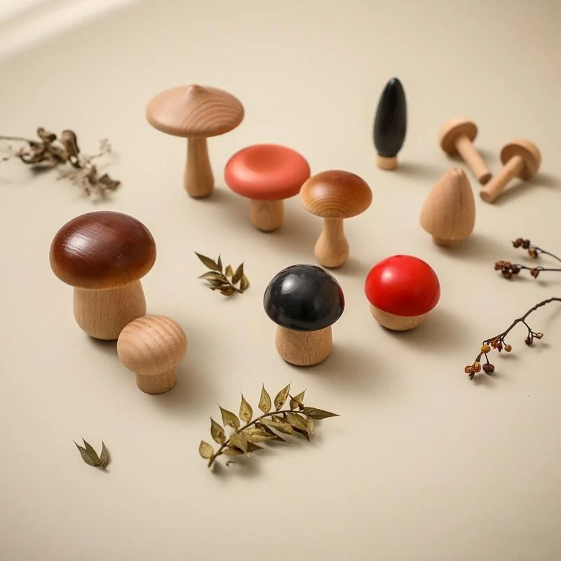 11Pcs Woode Pilzblöcke für Kinder Montessori Pädagogisches Holzspielzeug Sicherheit Küchenutensilien Spielzeug Baby Griff passendes Spielzeug