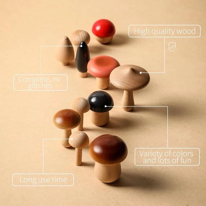 11Pcs Woode Pilzblöcke für Kinder Montessori Pädagogisches Holzspielzeug Sicherheit Küchenutensilien Spielzeug Baby Griff passendes Spielzeug