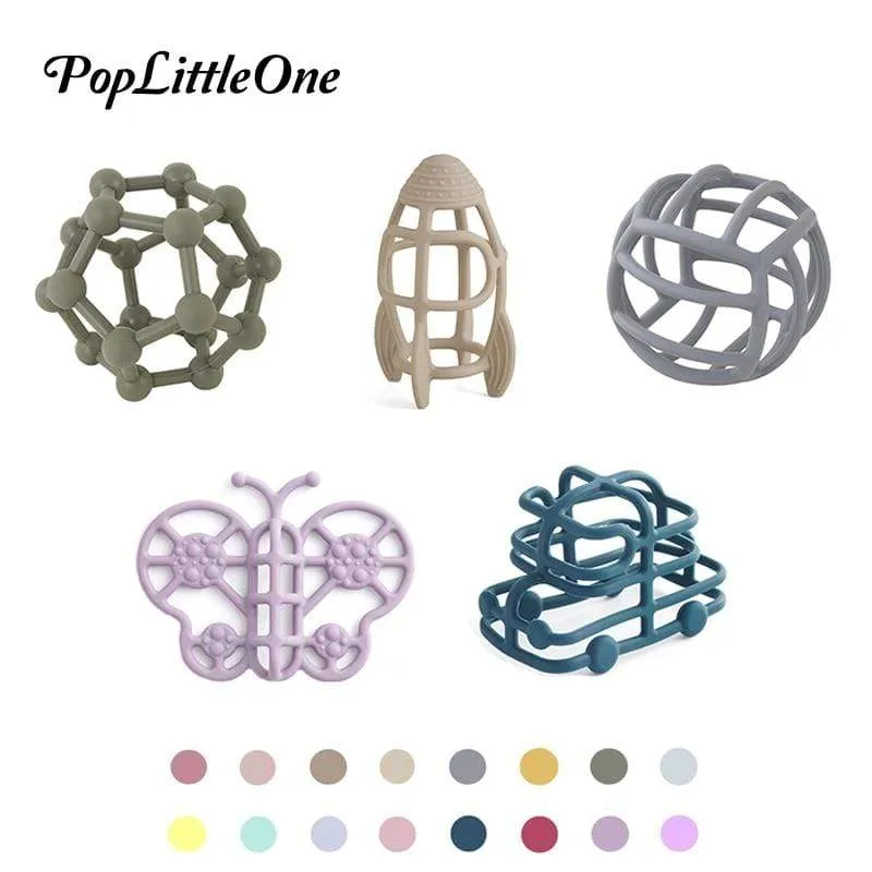 Anpassbarer Logo-Baby-Beißring, Backenzahn-Spielzeug, lebensmittelechtes Silikonmaterial, Spielzeugball, Lernspielzeug, Jungen- und Mädchengeschenk, BPA-frei