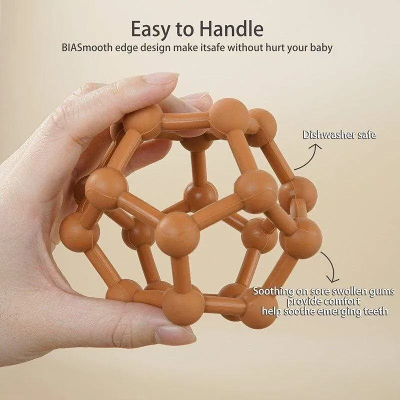 Anpassbarer Logo-Baby-Beißring, Backenzahn-Spielzeug, lebensmittelechtes Silikonmaterial, Spielzeugball, Lernspielzeug, Jungen- und Mädchengeschenk, BPA-frei