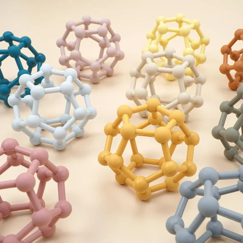 Anpassbarer Logo-Baby-Beißring, Backenzahn-Spielzeug, lebensmittelechtes Silikonmaterial, Spielzeugball, Lernspielzeug, Jungen- und Mädchengeschenk, BPA-frei