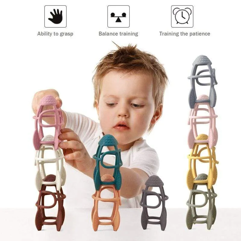 Anpassbarer Logo-Baby-Beißring, Backenzahn-Spielzeug, lebensmittelechtes Silikonmaterial, Spielzeugball, Lernspielzeug, Jungen- und Mädchengeschenk, BPA-frei
