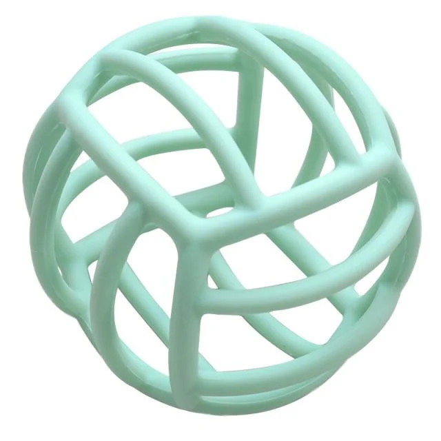 Anpassbarer Logo-Baby-Beißring, Backenzahn-Spielzeug, lebensmittelechtes Silikonmaterial, Spielzeugball, Lernspielzeug, Jungen- und Mädchengeschenk, BPA-frei