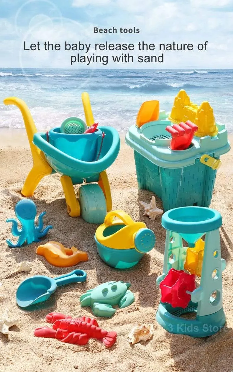 Kinder Strandspielzeug 17-teiliges Set Baby Sommer Grabsandwerkzeug mit Schaufel Wasserspiel Spielen Outdoor-Spielzeugset Sandkasten für Jungen Mädchen