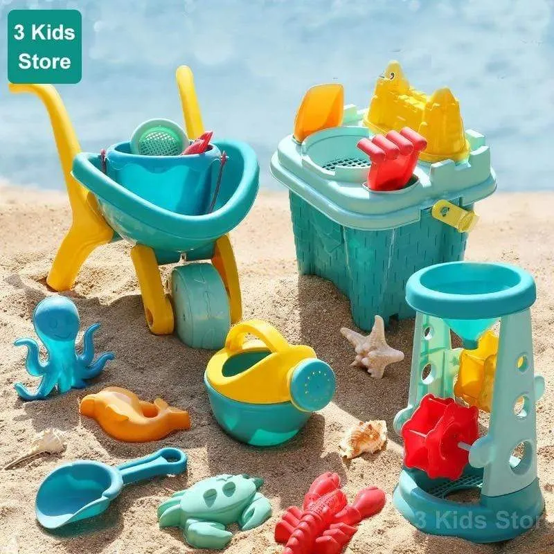 Kinder Strandspielzeug 17-teiliges Set Baby Sommer Grabsandwerkzeug mit Schaufel Wasserspiel Spielen Outdoor-Spielzeugset Sandkasten für Jungen Mädchen