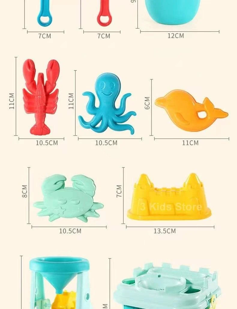 Kinder Strandspielzeug 17-teiliges Set Baby Sommer Grabsandwerkzeug mit Schaufel Wasserspiel Spielen Outdoor-Spielzeugset Sandkasten für Jungen Mädchen