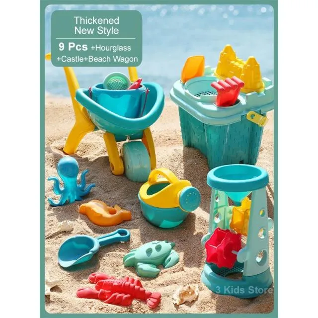 Kinder Strandspielzeug 17-teiliges Set Baby Sommer Grabsandwerkzeug mit Schaufel Wasserspiel Spielen Outdoor-Spielzeugset Sandkasten für Jungen Mädchen