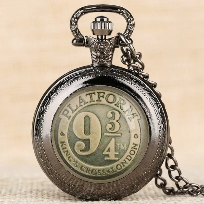 Schwarz/Bronze/Gold/Silber Uhr 9 3/4 Plattform King's Cross Quarz Taschenuhr Halskette Kette FOB Uhr Anhänger Kunst Sammlerstücke
