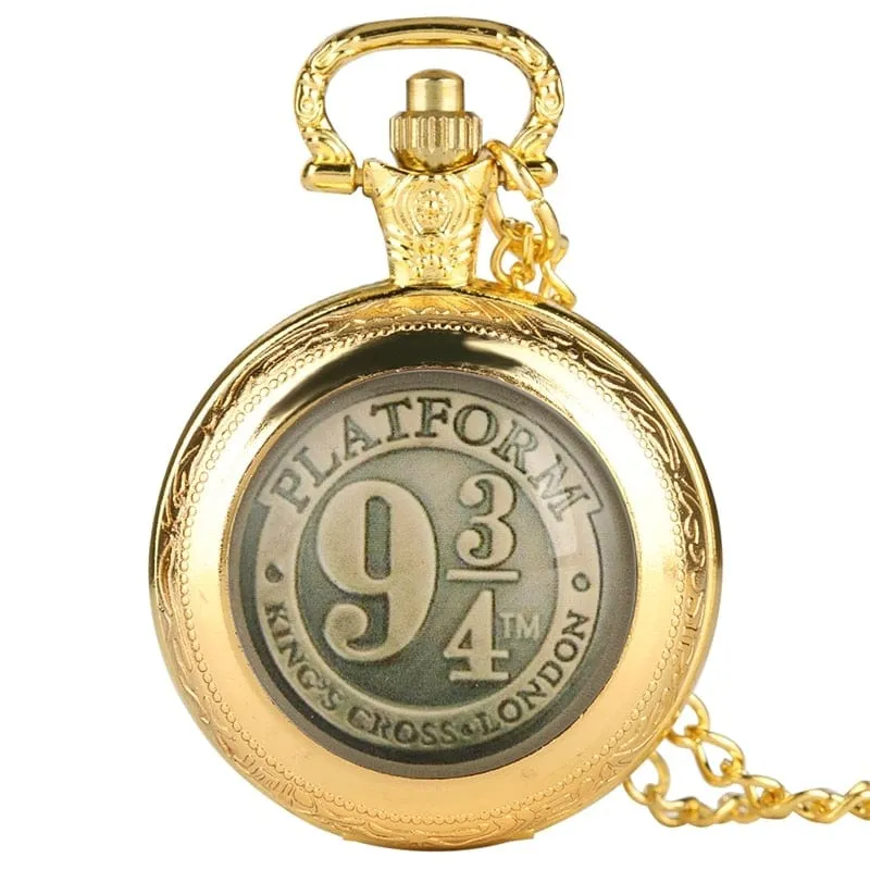 Schwarz/Bronze/Gold/Silber Uhr 9 3/4 Plattform King's Cross Quarz Taschenuhr Halskette Kette FOB Uhr Anhänger Kunst Sammlerstücke