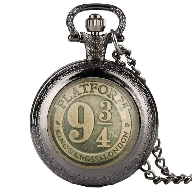 Schwarz/Bronze/Gold/Silber Uhr 9 3/4 Plattform King's Cross Quarz Taschenuhr Halskette Kette FOB Uhr Anhänger Kunst Sammlerstücke