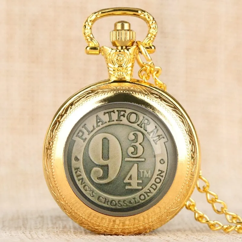 Schwarz/Bronze/Gold/Silber Uhr 9 3/4 Plattform King's Cross Quarz Taschenuhr Halskette Kette FOB Uhr Anhänger Kunst Sammlerstücke