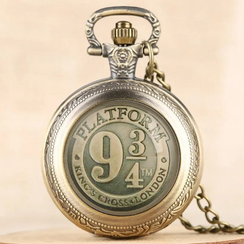 Schwarz/Bronze/Gold/Silber Uhr 9 3/4 Plattform King's Cross Quarz Taschenuhr Halskette Kette FOB Uhr Anhänger Kunst Sammlerstücke