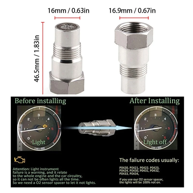 Hochwertiges Auto CEL SES DTC Fix Check Engine Light Eliminator Adapter - Sauerstoff O2 Sensor M18X1.5 Für OFF ROAD Dropshipping
