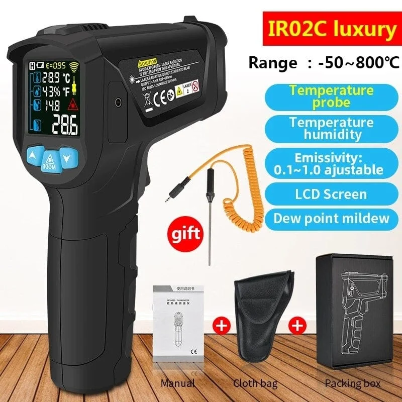 Thermometer Digital 800 Grad Infrarot-Thermometer Thermische Imager Laserthermometer Pyrometer Hygrometer Thermostat Termometro