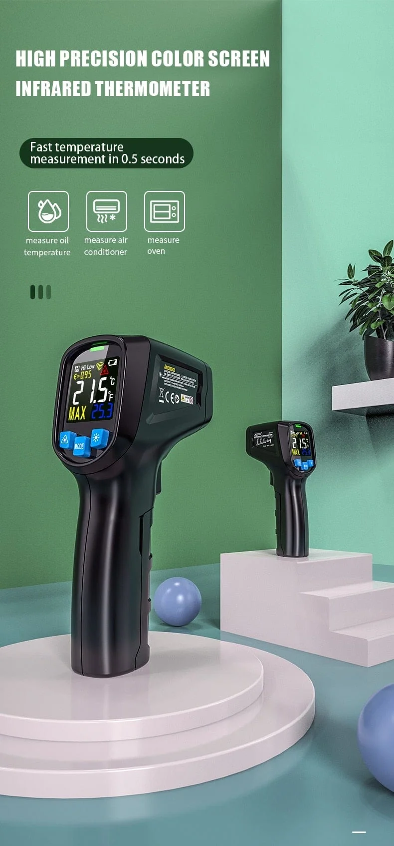 Thermometer Digital 800 Grad Infrarot-Thermometer Thermische Imager Laserthermometer Pyrometer Hygrometer Thermostat Termometro