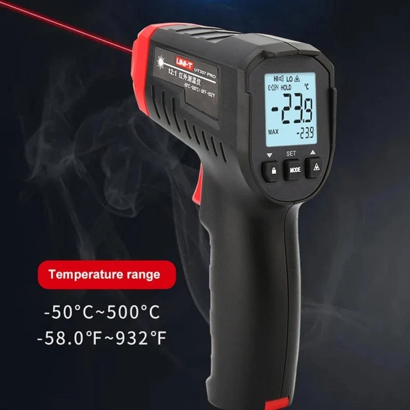 UNI-T Digitalthermometer UT306S UT306C Berührungsloses industrielles Infrarot-Lasertemperaturmessgerät Temperaturpistolentester-50-500