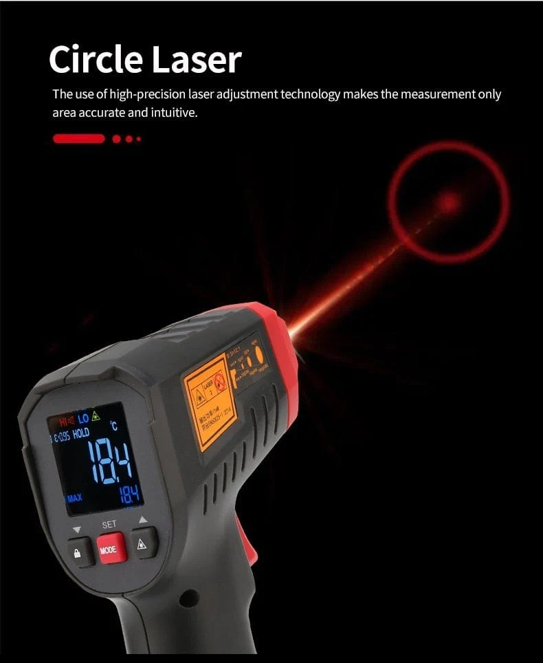 UNI-T Digitalthermometer UT306S UT306C Berührungsloses industrielles Infrarot-Lasertemperaturmessgerät Temperaturpistolentester-50-500