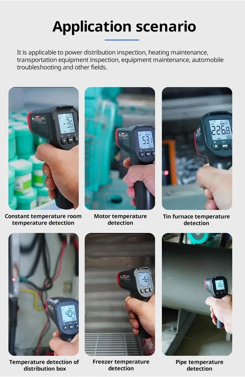UNI-T Digitalthermometer UT306S UT306C Berührungsloses industrielles Infrarot-Lasertemperaturmessgerät Temperaturpistolentester-50-500