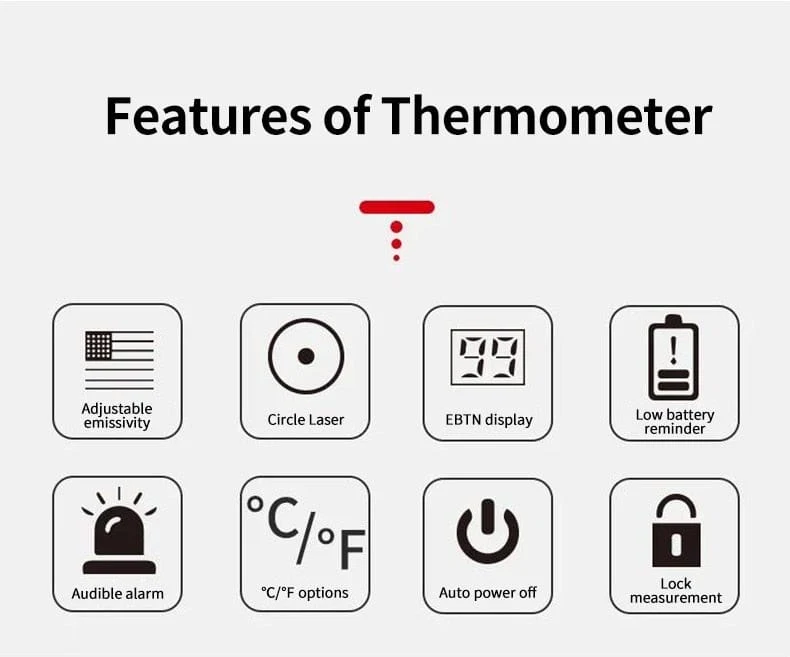 UNI-T Digitalthermometer UT306S UT306C Berührungsloses industrielles Infrarot-Lasertemperaturmessgerät Temperaturpistolentester-50-500