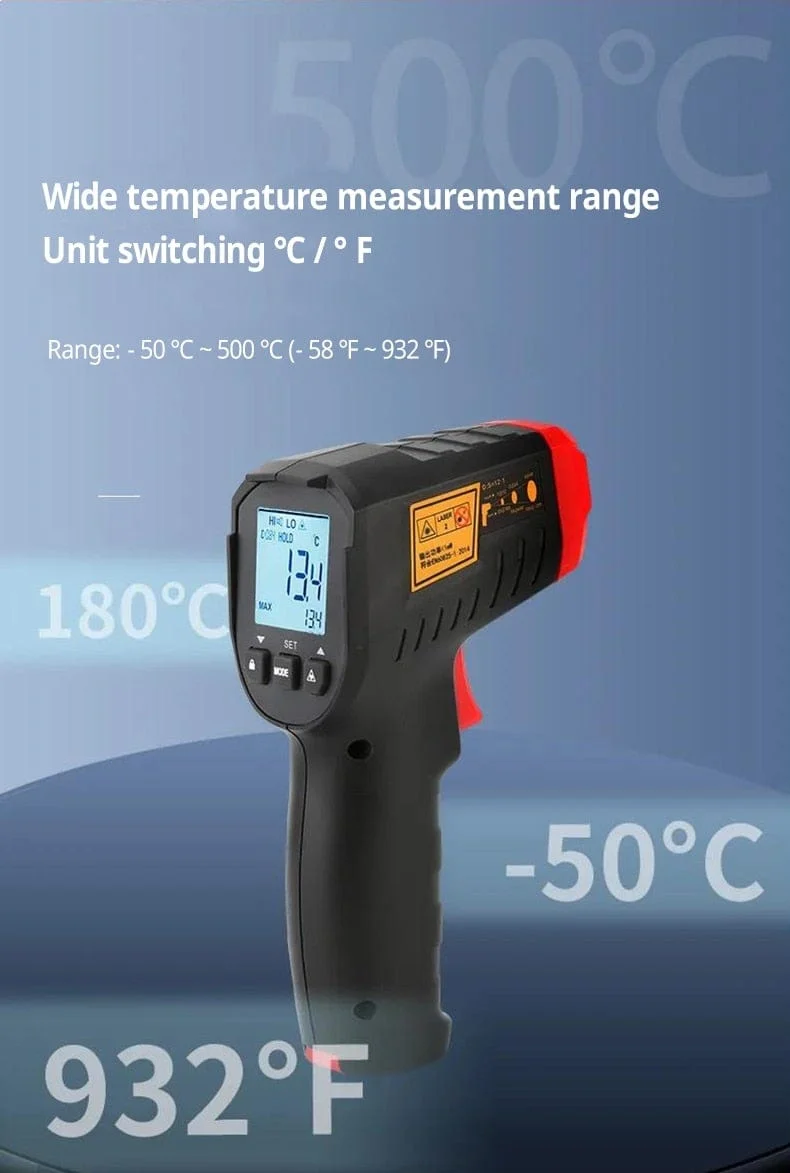 UNI-T Digitalthermometer UT306S UT306C Berührungsloses industrielles Infrarot-Lasertemperaturmessgerät Temperaturpistolentester-50-500