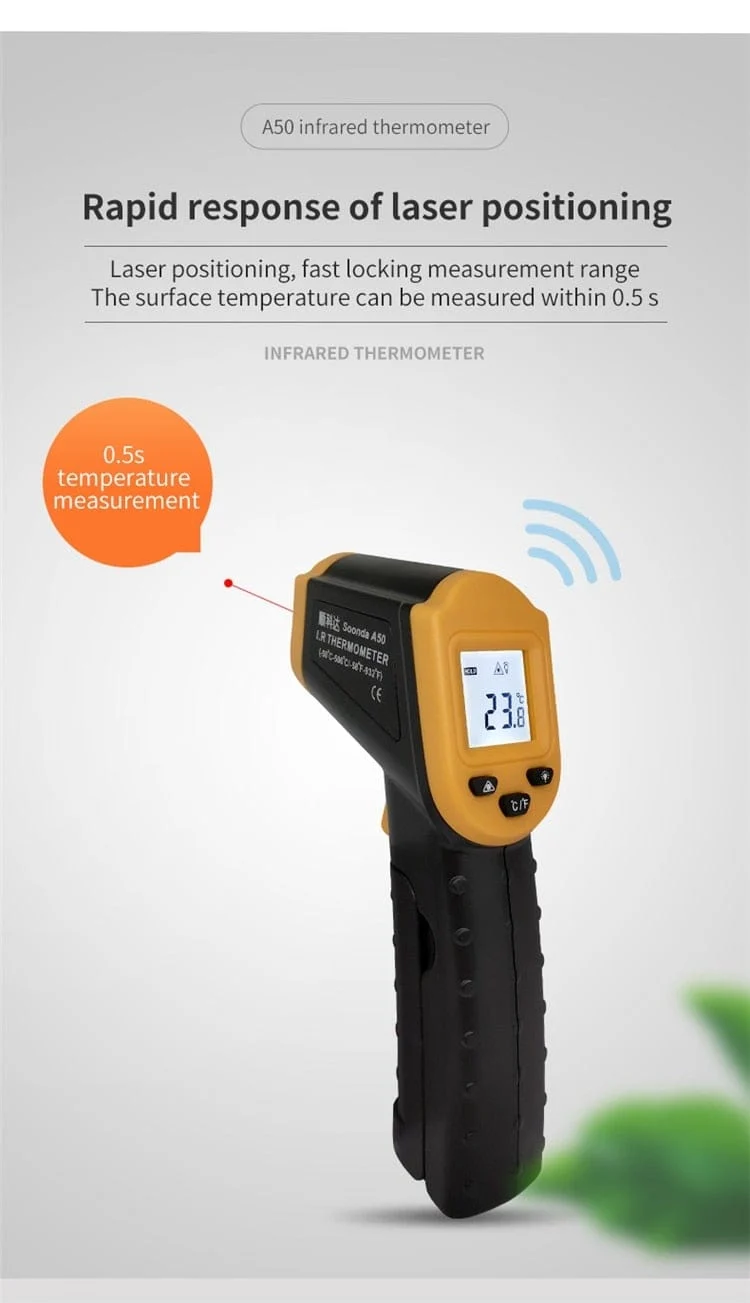 500C Digitales berührungsloses Infrarot-Thermometer Laser-Pyrometer für Boiler Home Ofen Süßwaren Badewasser BBQ Temperatur Mete
