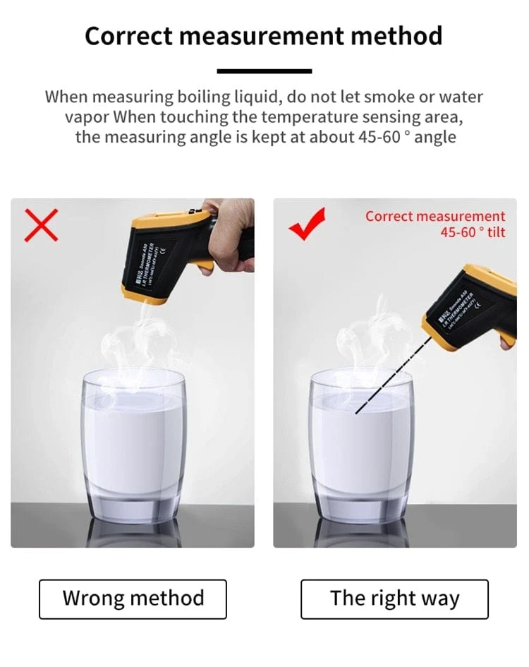 500C Digitales berührungsloses Infrarot-Thermometer Laser-Pyrometer für Boiler Home Ofen Süßwaren Badewasser BBQ Temperatur Mete