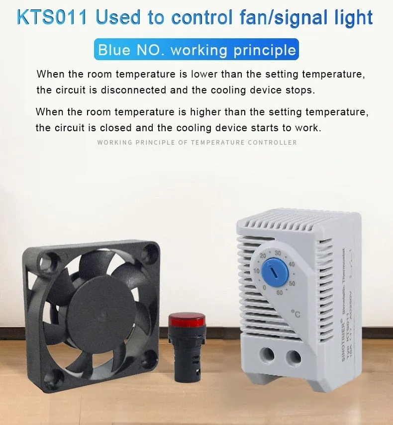 0-60 °C KTO011 KTS011 DIN-Schienen-Mini-Kompakt-Bimetall-Thermostat Mechanischer Temperaturregler Normal offen geschlossen KTO 011 KTS