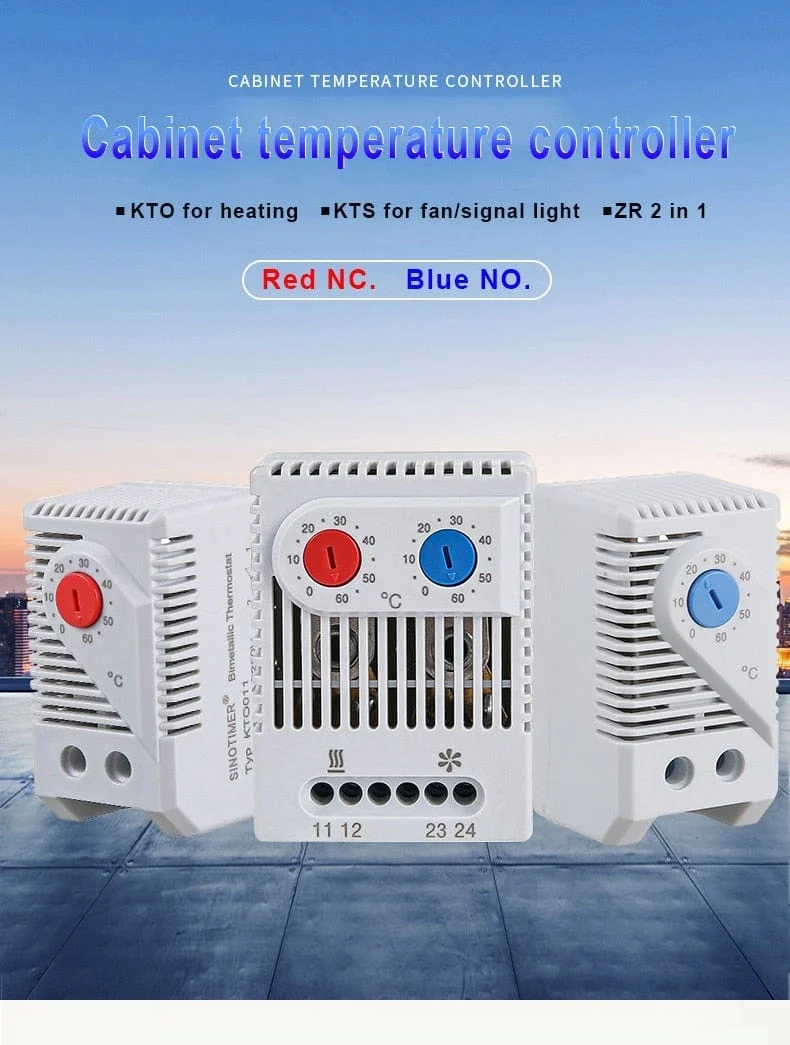0-60 °C KTO011 KTS011 DIN-Schienen-Mini-Kompakt-Bimetall-Thermostat Mechanischer Temperaturregler Normal offen geschlossen KTO 011 KTS