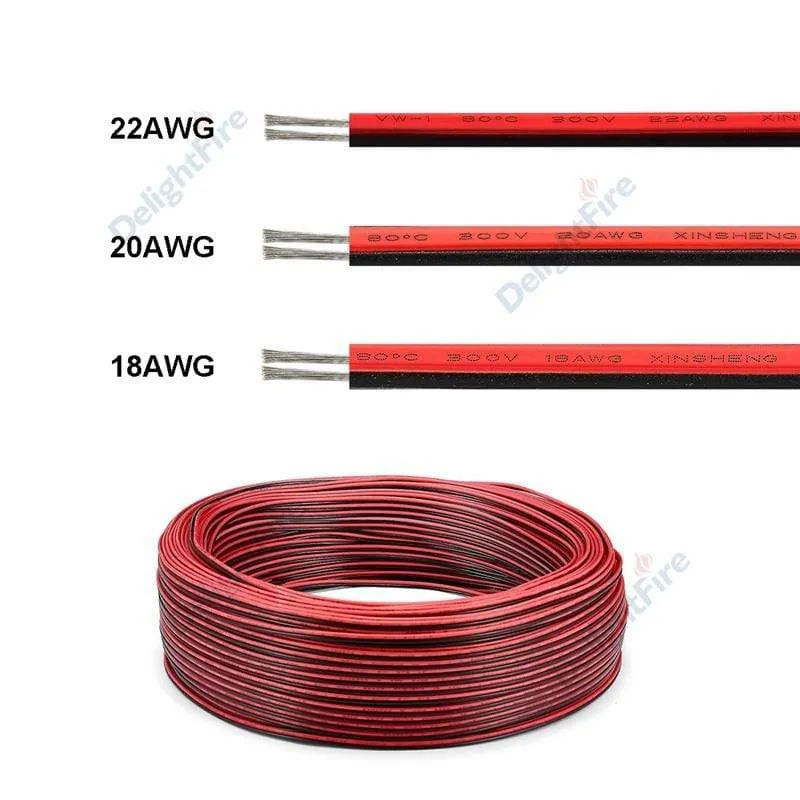 20/100m Elektrokabel 2 Pin Drähte LED Streifenkabel 22AWG 12V SM JST Flexibles elektrisches Verlängerungskabel für Glühbirne Automotive