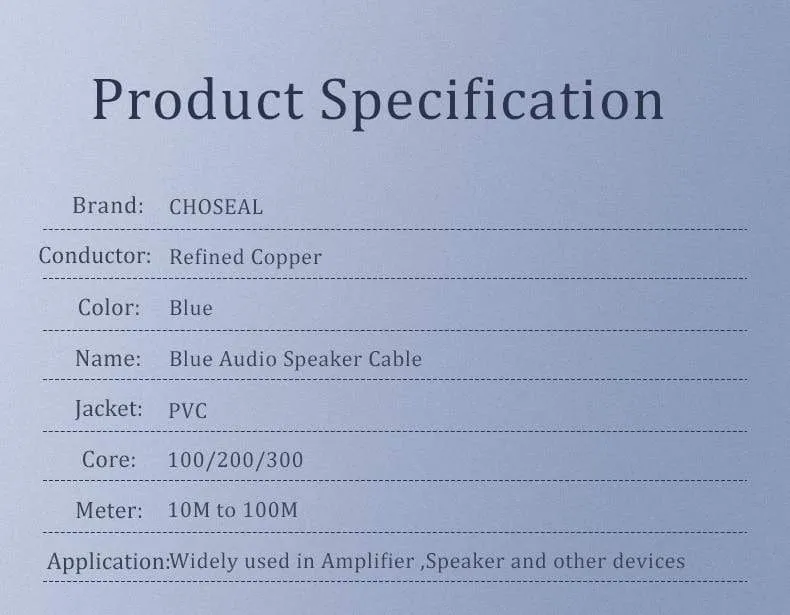 CHOSEAL DIY HIFI Lautsprecherkabel Sauerstofffreies Kupfer Audiokabel für Car Audio Heimkino 14/16/18AWG Audiophile Draht