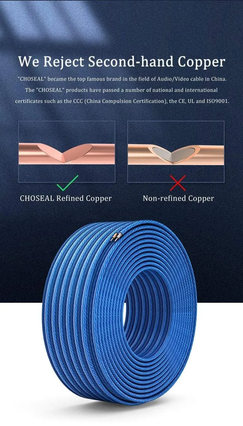 CHOSEAL DIY HIFI Lautsprecherkabel Sauerstofffreies Kupfer Audiokabel für Car Audio Heimkino 14/16/18AWG Audiophile Draht