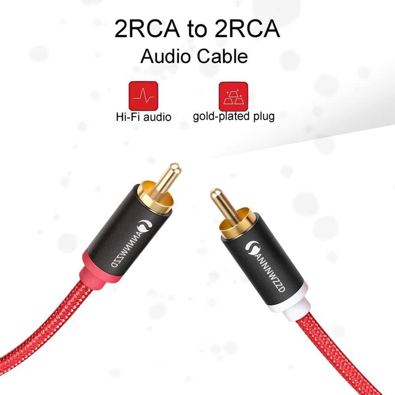 Cinch-Kabel, 2 RCA auf 2 RCA Stecker auf Stecker, Audiokabel, vergoldete RCA-Audiokabel, 1 m, 2 m, für Heimkino, DVD, TV, Verstärker, CD, Soundbox