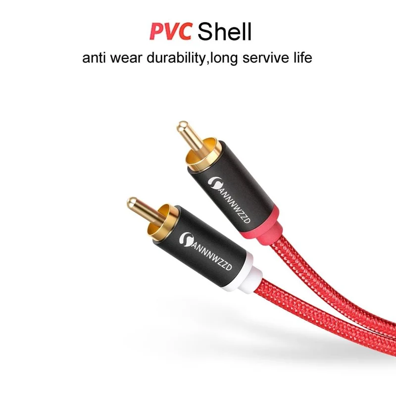 Cinch-Kabel, 2 RCA auf 2 RCA Stecker auf Stecker, Audiokabel, vergoldete RCA-Audiokabel, 1 m, 2 m, für Heimkino, DVD, TV, Verstärker, CD, Soundbox