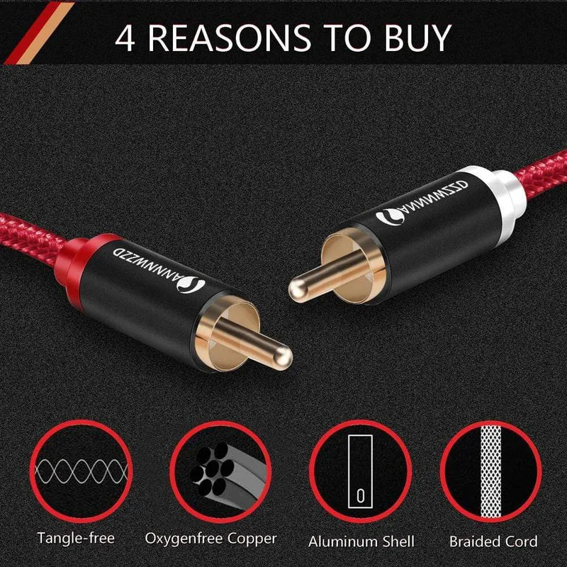 Cinch-Kabel, 2 RCA auf 2 RCA Stecker auf Stecker, Audiokabel, vergoldete RCA-Audiokabel, 1 m, 2 m, für Heimkino, DVD, TV, Verstärker, CD, Soundbox