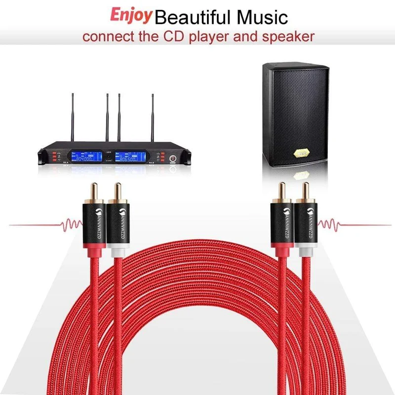 Cinch-Kabel, 2 RCA auf 2 RCA Stecker auf Stecker, Audiokabel, vergoldete RCA-Audiokabel, 1 m, 2 m, für Heimkino, DVD, TV, Verstärker, CD, Soundbox