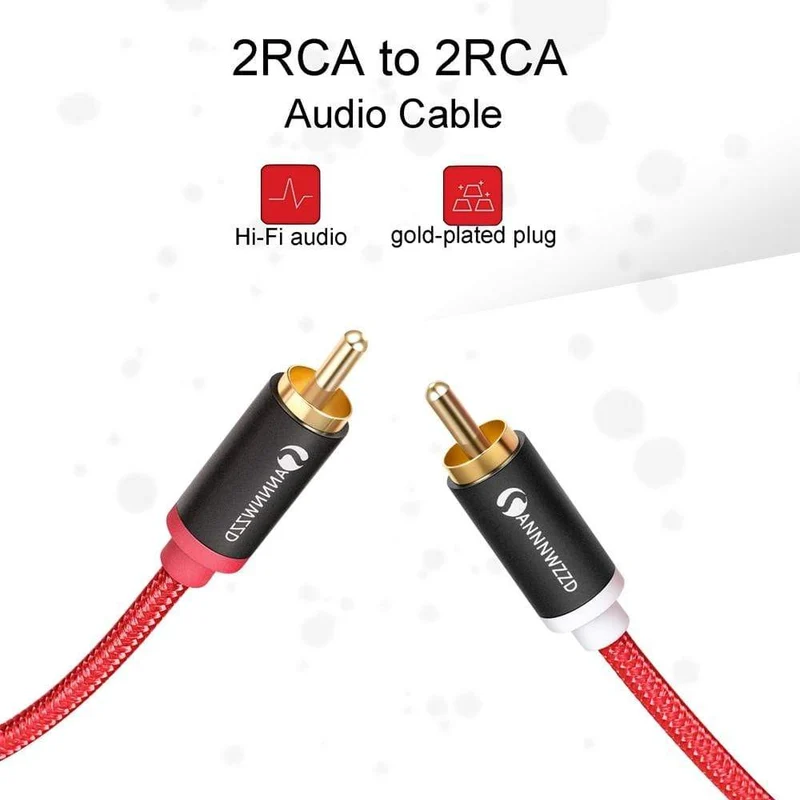 Cinch-Kabel, 2 RCA auf 2 RCA Stecker auf Stecker, Audiokabel, vergoldete RCA-Audiokabel, 1 m, 2 m, für Heimkino, DVD, TV, Verstärker, CD, Soundbox