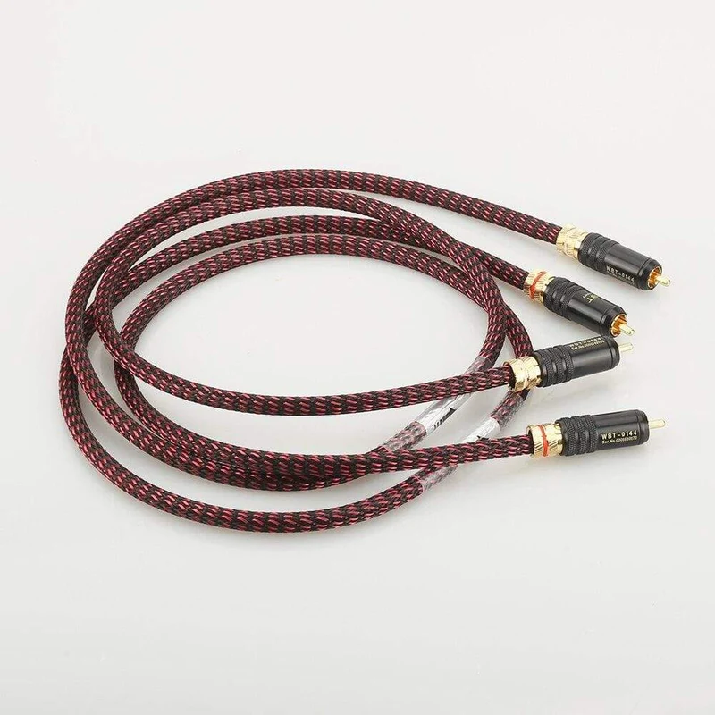 Neues Paar Hifi-Audio 5N OFC RCA Audio-Verbindungskabel Hi-End-RCA auf RCA-Verlängerungskabel mit vergoldetem RCA-Anschlussstecker
