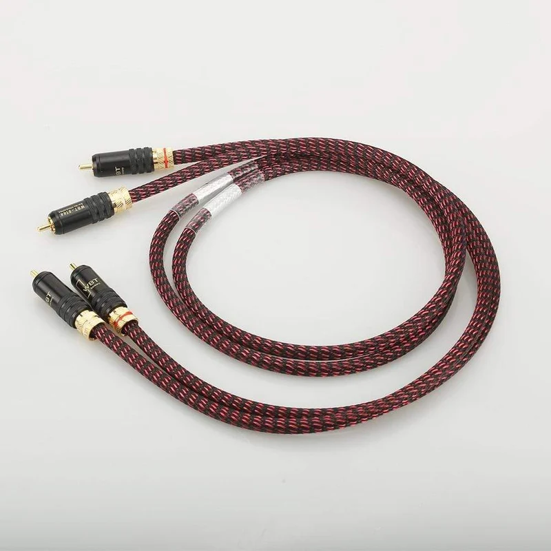 Neues Paar Hifi-Audio 5N OFC RCA Audio-Verbindungskabel Hi-End-RCA auf RCA-Verlängerungskabel mit vergoldetem RCA-Anschlussstecker