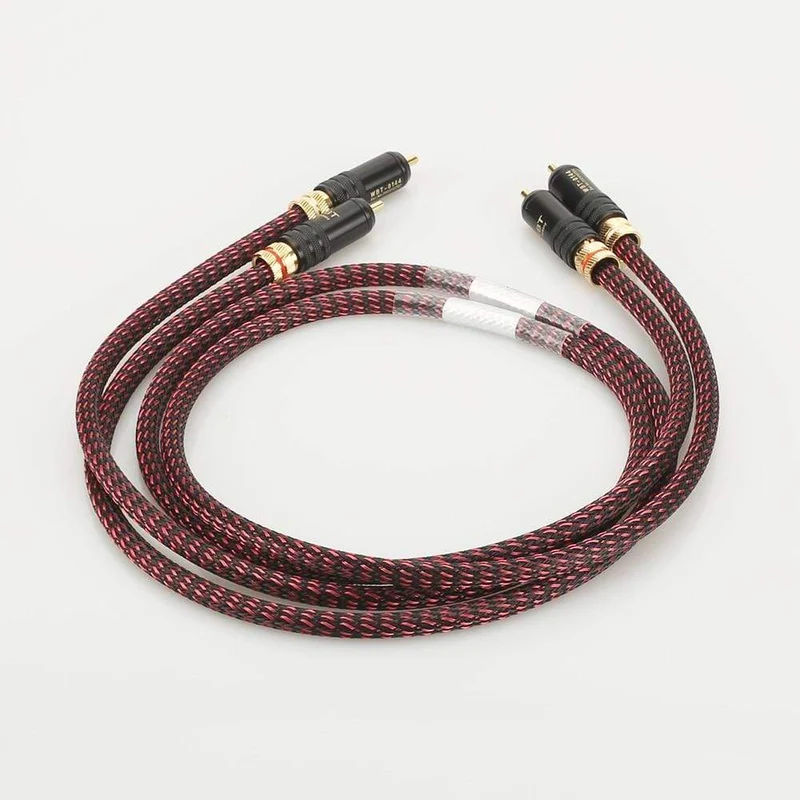 Neues Paar Hifi-Audio 5N OFC RCA Audio-Verbindungskabel Hi-End-RCA auf RCA-Verlängerungskabel mit vergoldetem RCA-Anschlussstecker