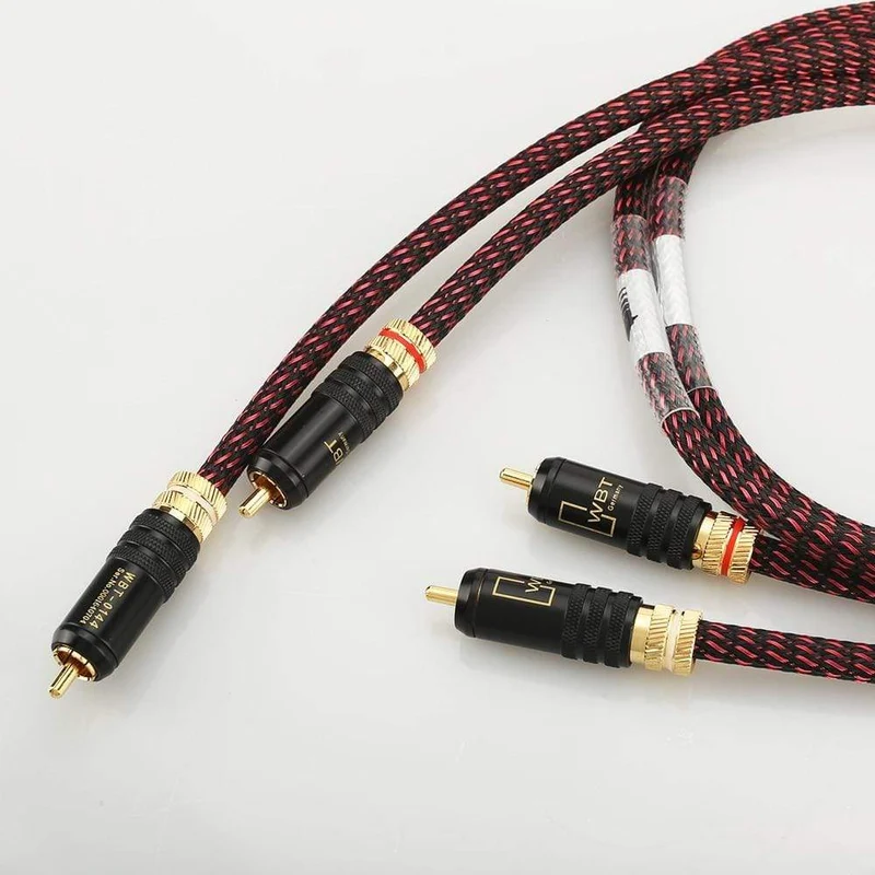 Neues Paar Hifi-Audio 5N OFC RCA Audio-Verbindungskabel Hi-End-RCA auf RCA-Verlängerungskabel mit vergoldetem RCA-Anschlussstecker