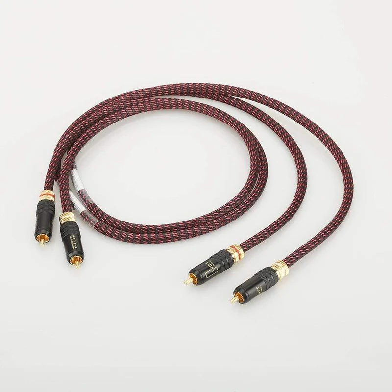 Neues Paar Hifi-Audio 5N OFC RCA Audio-Verbindungskabel Hi-End-RCA auf RCA-Verlängerungskabel mit vergoldetem RCA-Anschlussstecker