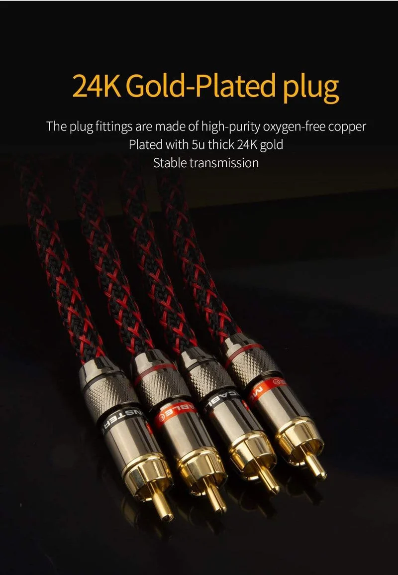 Canare 1 Paar Cinch-Audiokabel 2 Cinch auf 2 Cinch-Verbindungskabel HIFI Stereo 4N OFC-Stecker auf Stecker für Verstärker DAC TV